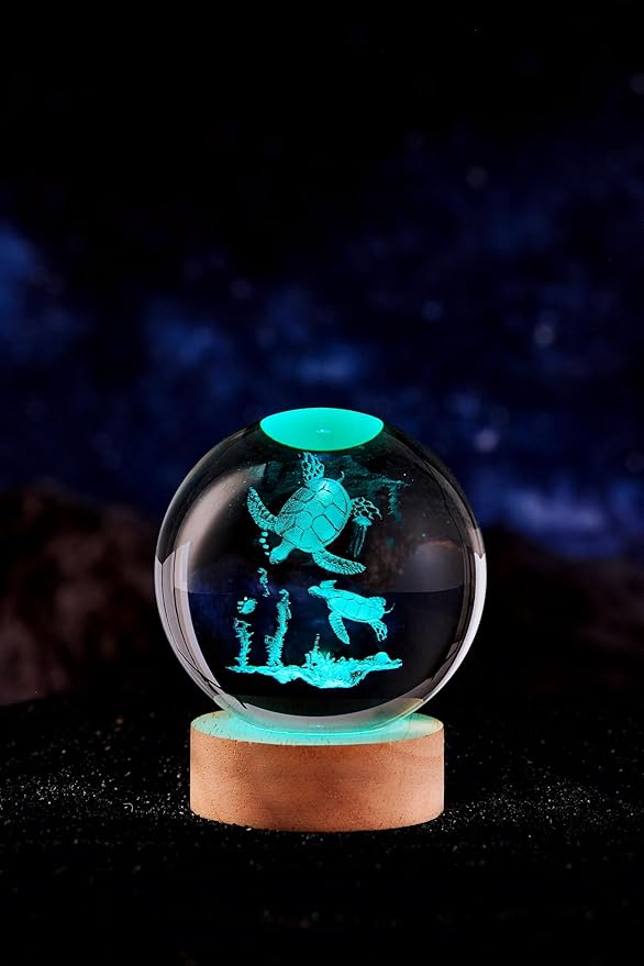 sea Turtle Crystal Ball Lamp, Lifelike 3D Turtle Night Light, 16 Colors - Image 9