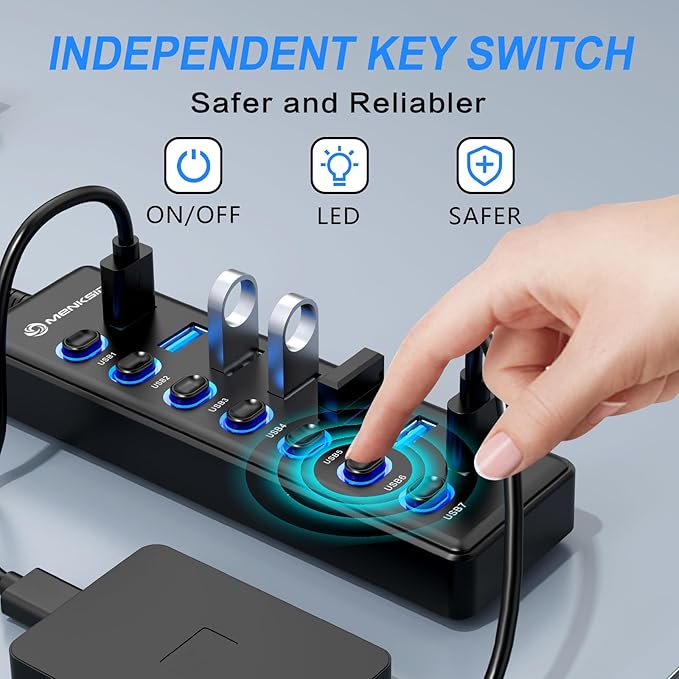 7-Port USB 3.0 Hub, Data USB Hub Splitter - Image 5