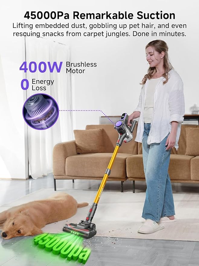 MONSGA Cordless Vacuum Cleaner, 45KPa 400W Stick Vacuum - Image 2