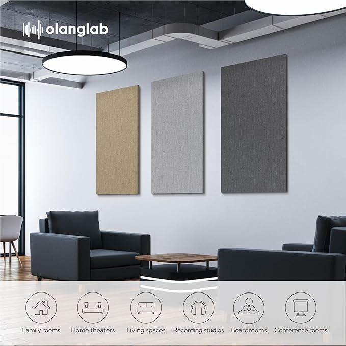 Olanglab Acoustic Panels 2 Pack, Fabric Wrapped Sound Proof Foam Panels - Image 8