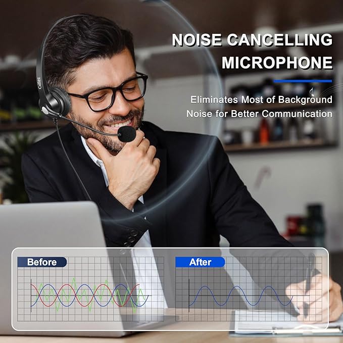Callez Wired Computer Headset, 3.5mm/USB-C Headset - Image 2