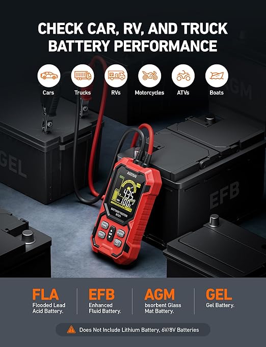 AstroAI Car Battery Tester, 12V/24V Digital Automotive Meter Diagnostic Tool - Image 3