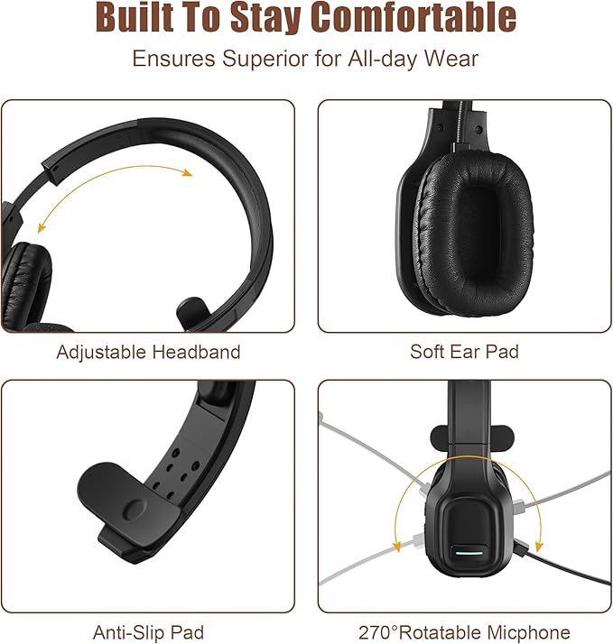 COMEXION Trucker Bluetooth Headset V5.0, Wireless Headset - Image 3