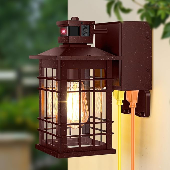 Porch Light with GFCI Outlets, Waterproof Outside Wall Lantern Sconce 3 by Kondras