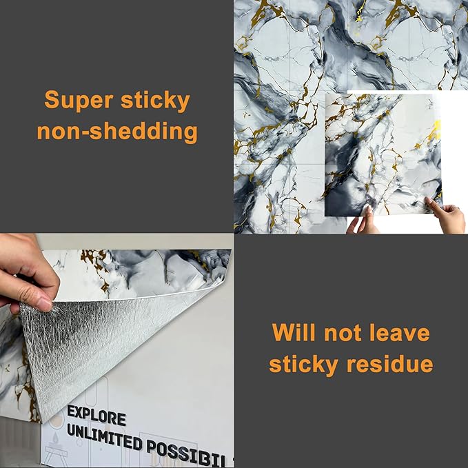 Wall Panels Peel and Stick，PVC Imitation Artificial Marble Tiles Sticker，10 pcs - Image 3