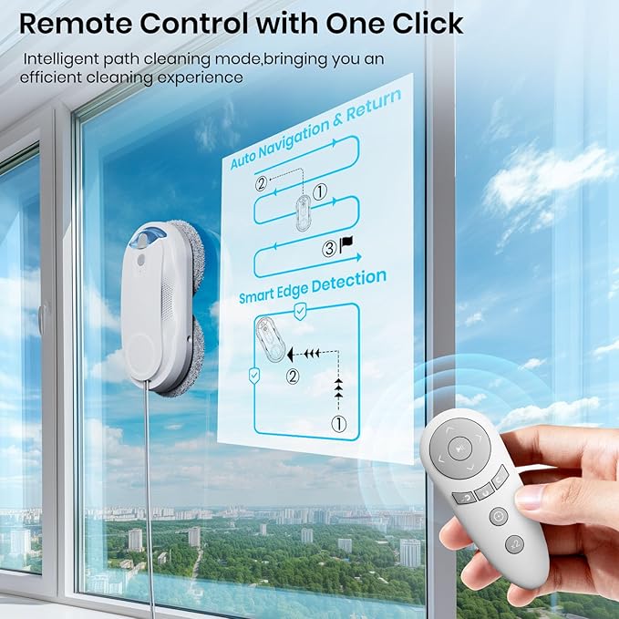KKI Window Cleaning Robot, Auto Window Cleaner Robot, Dual Spray, Max 3200Pa - Image 5