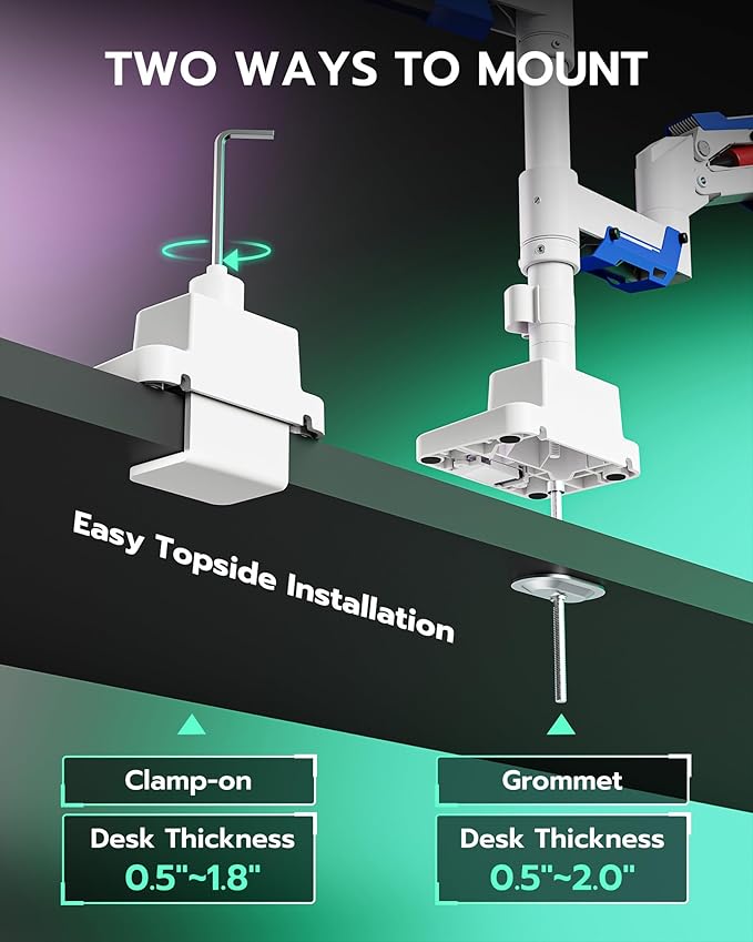 ARES WING Dual Monitor Mount, Adjustable Stacked Monitor Stand - Image 8