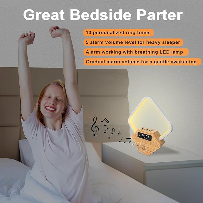 Wood Sunrise Alarm Clock with White Noise Machine 3 Color Night Light 15 - Image 4