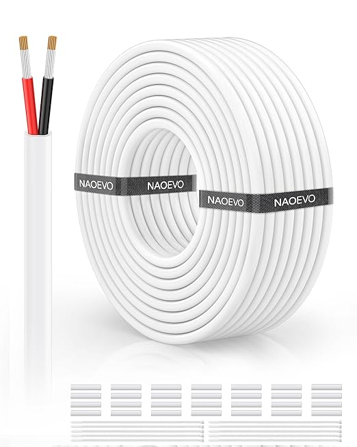 NAOVEO 16 Gauge Wire 2 Conductor Electrical Wire, 16 AWG Stranded PVC Tinned by NAOEVO