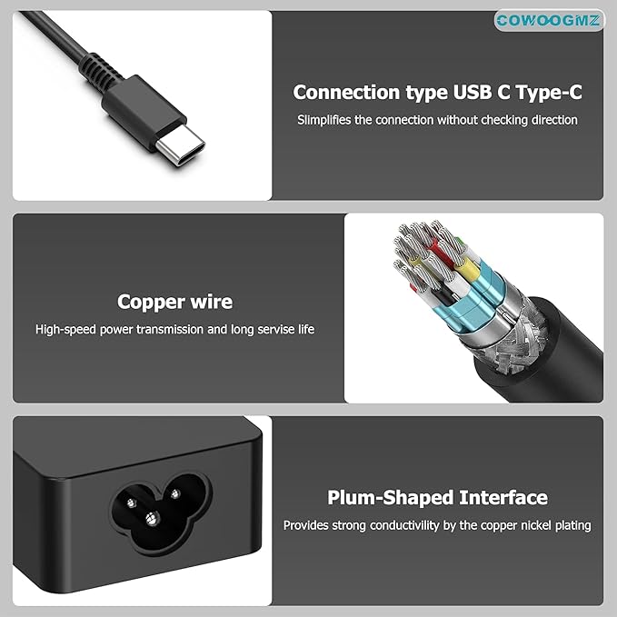 COWOOGMZ 65W USB C Laptop Charger Compatible - Image 4