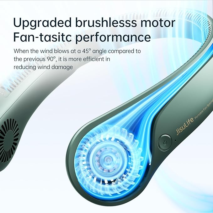 JISULIFE Portable Neck Fan, Hands Free Bladeless Fan, 5 Speeds, 4000 mAh - Image 3