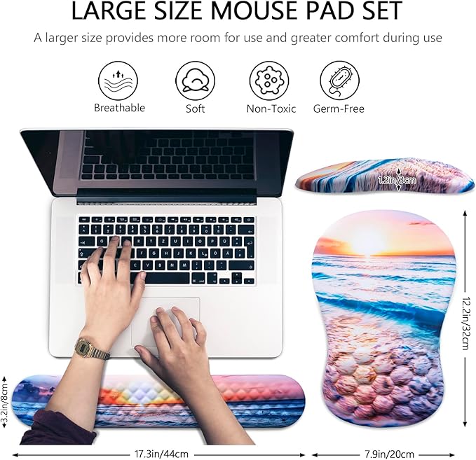 Mouse Pad Wrist Support, Laokiiy 2 in1 Keyboard Wrist Rest+ Ergonomic Mouse Pad - Image 5