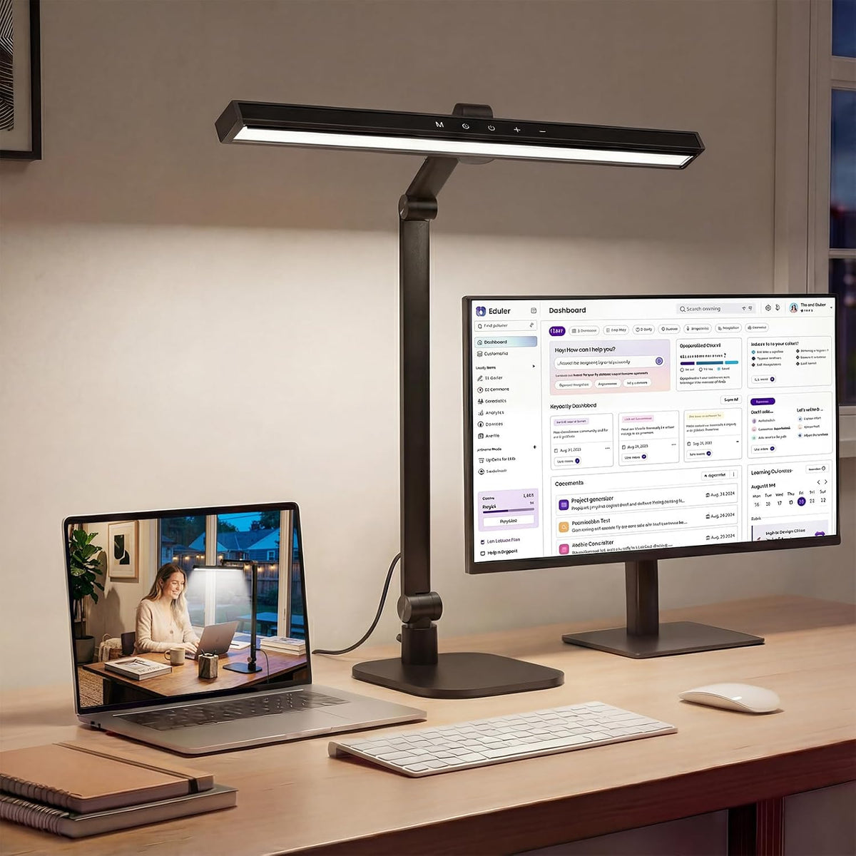 LIONVISON Desk Lamps for Home Office: 2 in 1 Eye-Caring Modern LED Desk Lamp