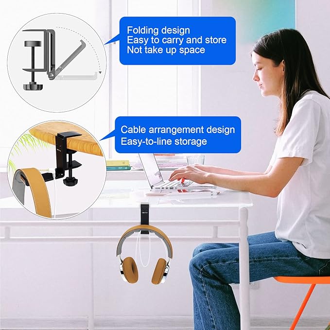 Goldmille Aluminum Headphone Stand Hanger Foldable - Image 4