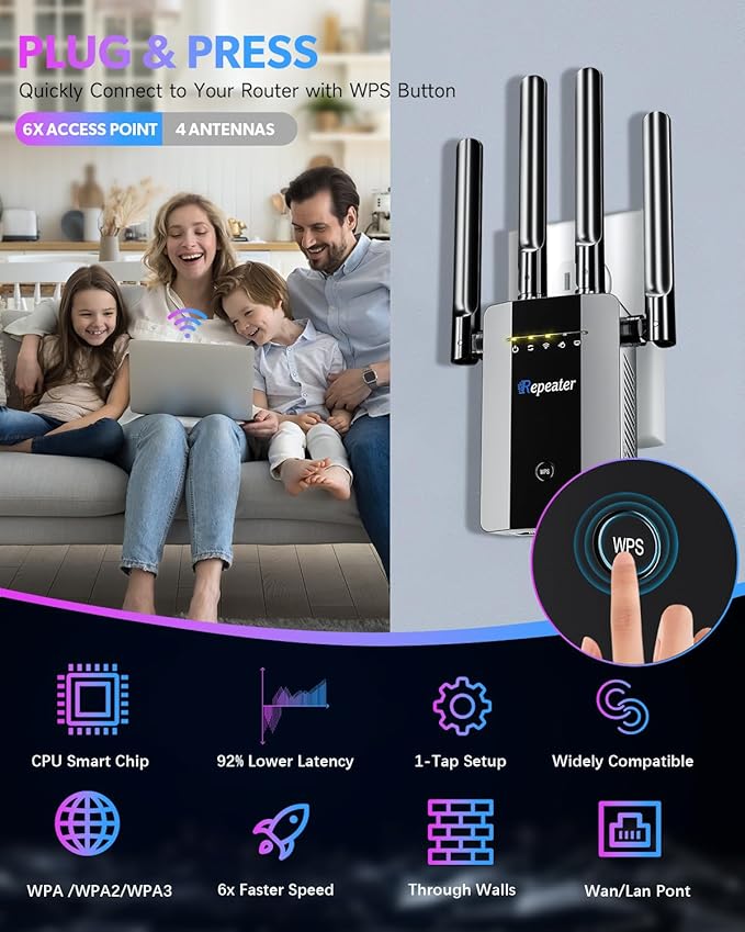 2026 New WiFi Extender Signal Booster, Long Range up to 13355Sq.ft, Wireless - Image 8