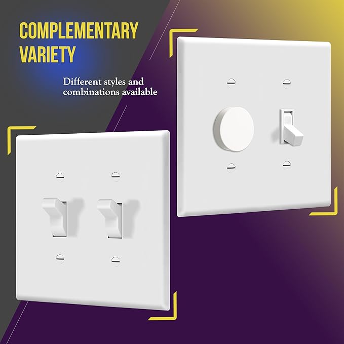 ENERLITES Mid-Size Toggle Light Switch Wall Plate, Midway Size 2-Gang 4.88" x - Image 5