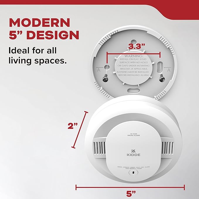 Kidde Smoke Detector for Home, 10-Year Battery Powered, Voice Alerts, LED Light - Image 9