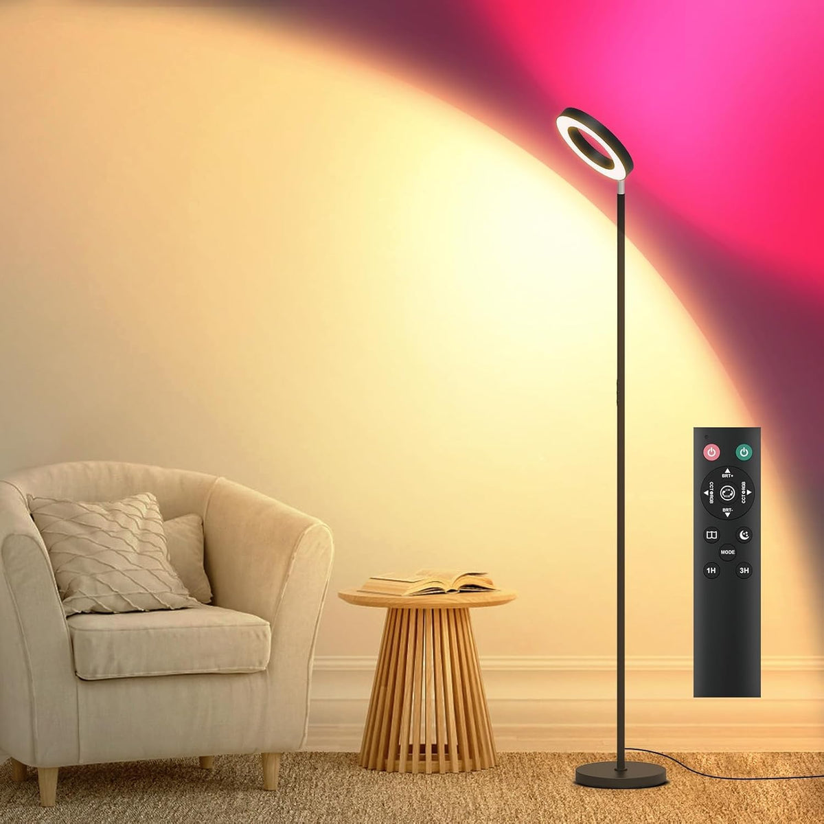 42W Dual-Sided Floor Lamp, RGB Color Changing LED Standing Lamp