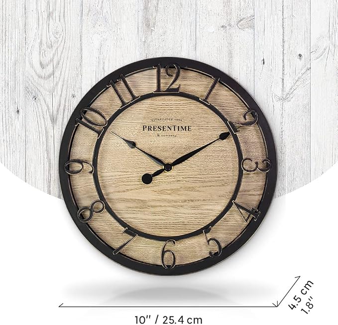 Presentime & Co 10" Farmhouse Series Wall Clock, Cottage Style, Vintage Design - Image 4