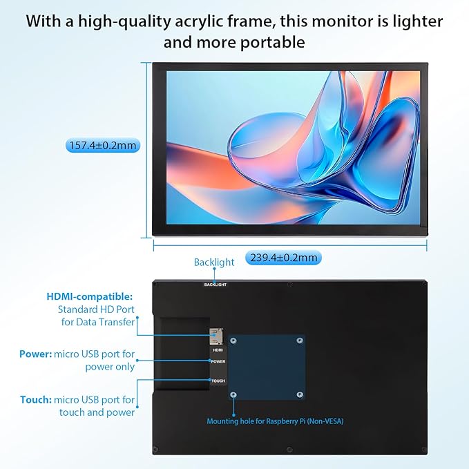 ELECROW 10.1 Inch Touchscreen Monitor, 1280x800 IPS LCD HD Display - Image 6