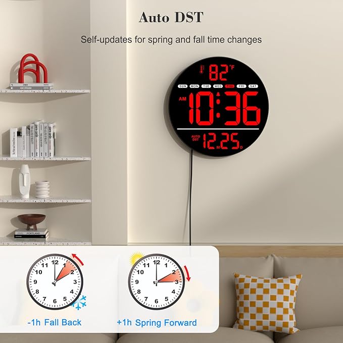 WallarGe Large Digital Wall Clock - Image 4