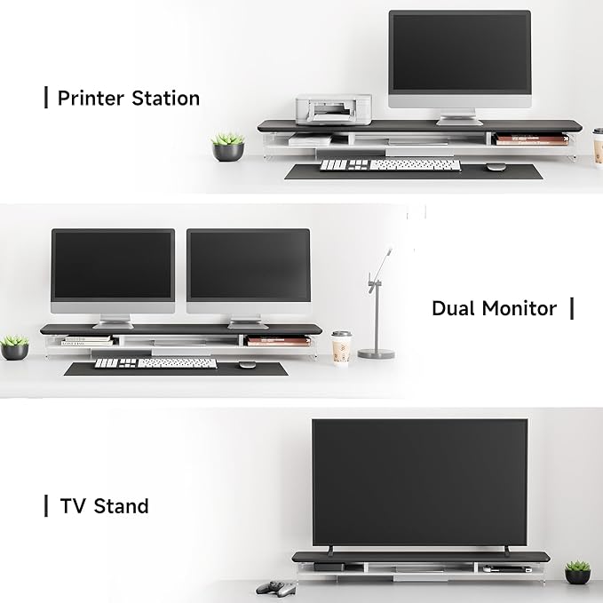 Fenge Acrylic Monitor Stand Riser, 42.5 Inches Dual Monitor Stand - Image 6