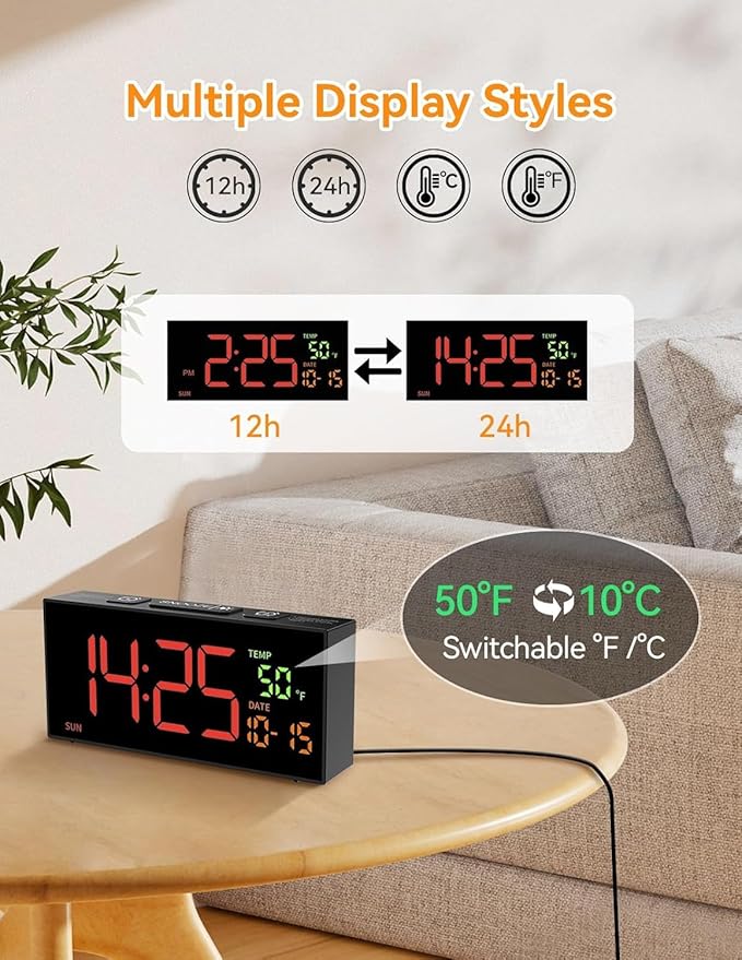 Netzu Alarm Clocks for Bedrooms, Digital Alarm Clock - Image 5