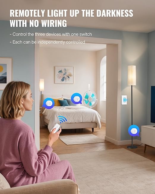 Remote Control Outlet, WILAWELS Wireless Light Switch - Image 3