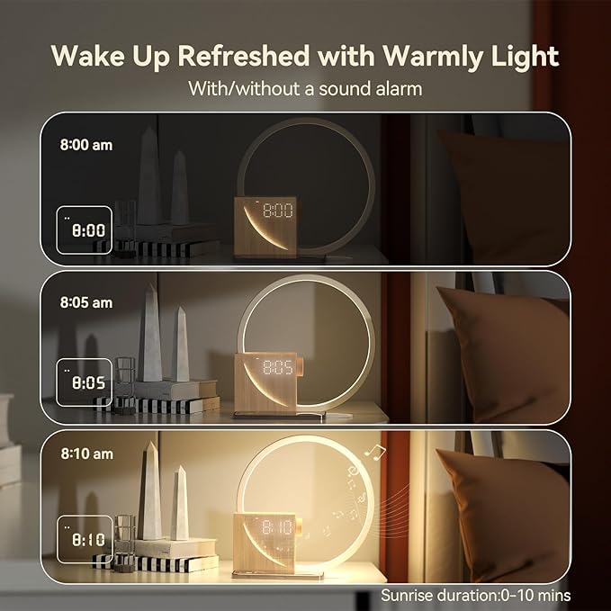 Vivilumens Sunrise Alarm Clock Sound Machine Nightlight, Gradual Wake Up Light - Image 4