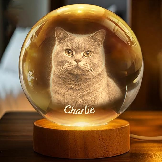 Herihues Personalized 3D Photo Crystal Ball, Custom Engraved Picture Lamp - Image 7