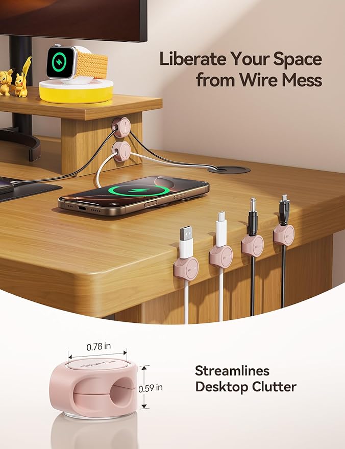 8-Pack Cord Organizer Silicone Magnetic Cable Clips Desk Wire Management - Image 6