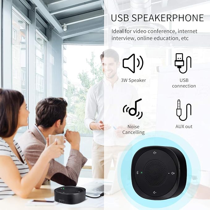 USB Speakerphone Microphone, Conference Speaker Omnidirectional Computer Mic - Image 7