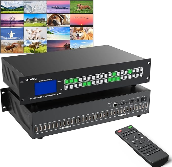 MT-VIKI 16X16 4K HDMI Matrix Switch Support Web GUI & 3.5mm Stereo Audio by MT-VIKI