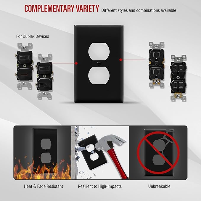 ENERLITES Mid-Size Duplex Receptacle Wall Plate, Electrical Outlet Covers - Image 5