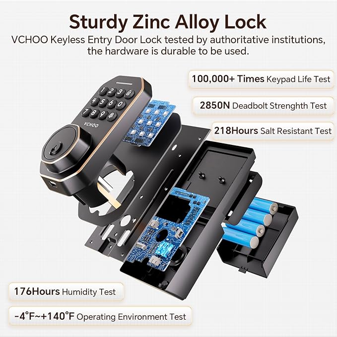 VCHOO Keyless Entry Door Lock Set WiFi Smart App Control Door Lock - Image 5