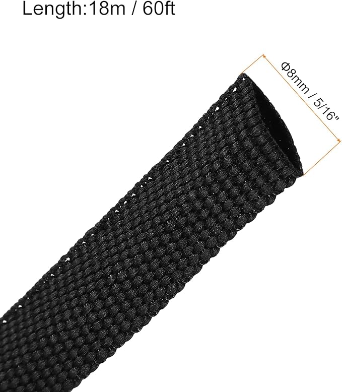 MECCANIXITY Braided Cable Sleeves Heat Shrinkable Fabric Sleeving, 5/16" 60ft - Image 2