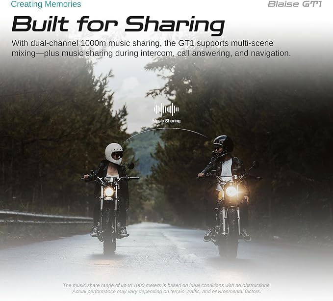 Logto Blasie GT1 Motorcycle Helmet Bluetooth Headset Intercom 2 Riders Music - Image 2