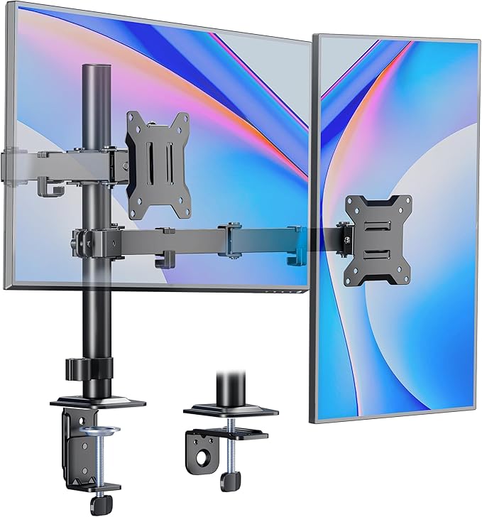monTEK Dual Monitor Stand for 17"–32” Computer, Adjustable Height Stable by monTEK