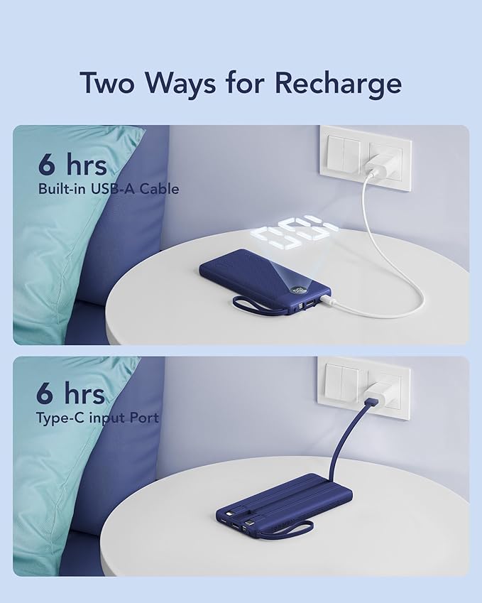 VRURC Portable Charger for iPhone, USB C Power Bank 10000mAh, Slim Travel - Image 7