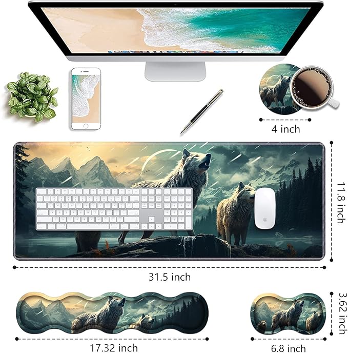 Ergonomic Keyboard Wrist Rest & Mouse Pad Wrist Rest Set, Large XXL Gaming Desk - Image 2