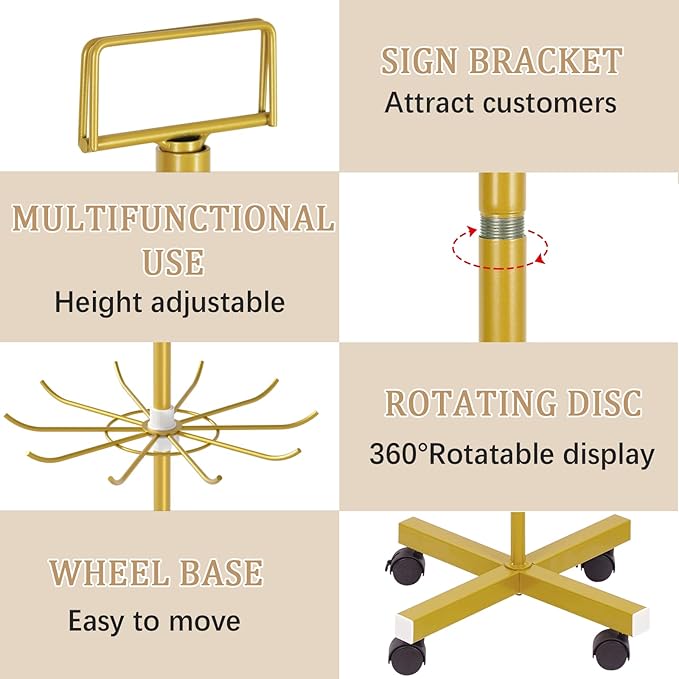 Exttlliy Retail Display Stand Store Display Rack 6 Tier Metal Spinning Display - Image 4