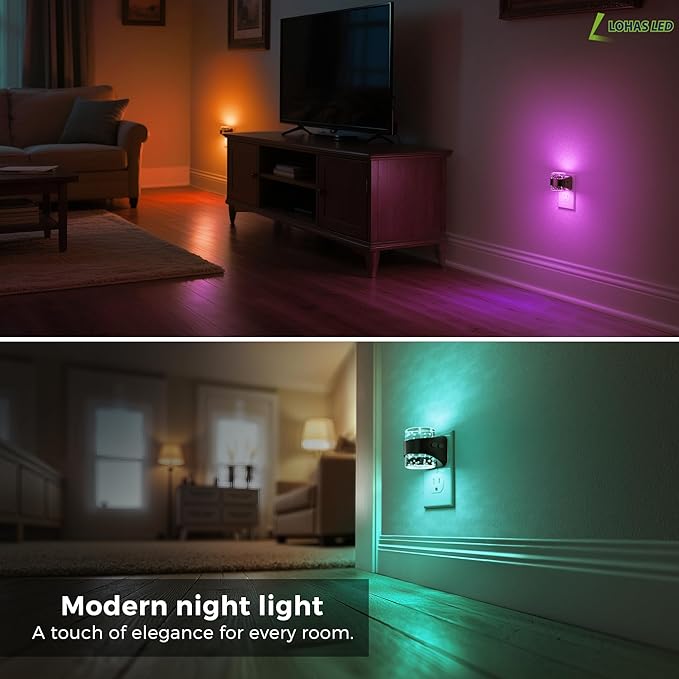 L LOHAS LED Night Light, RGB Bubble Night Lights Plug into Wall, 2 Pack - Image 3