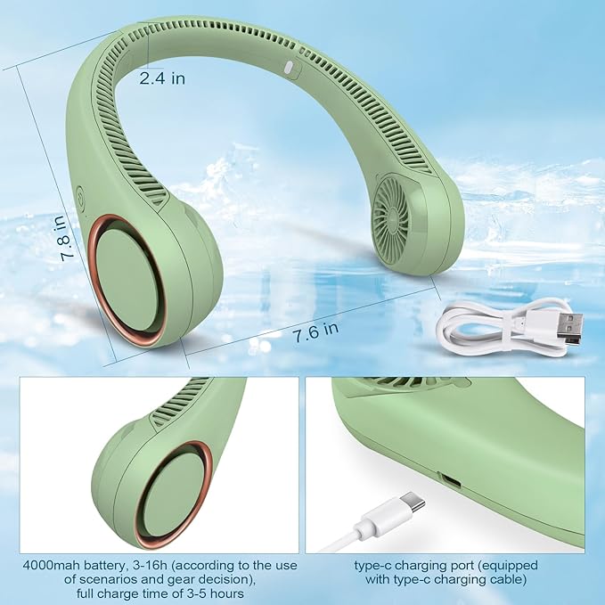 CIVPOWER Neck Fan: Portable Personal Neck Cooling Rechargeable Bladeless Fan - Image 5
