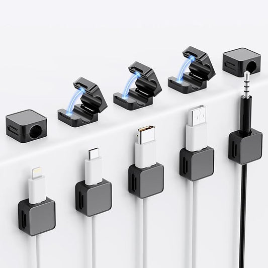 10 Pack Magnetic Cord Organizer Holder, Adjustable Cable Clips, Strong Adhesive by Lakeronelove