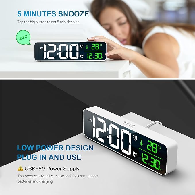 Hournor Digital Clock for Bedroom, Digital Wall Clock for Living Room Decor - Image 7