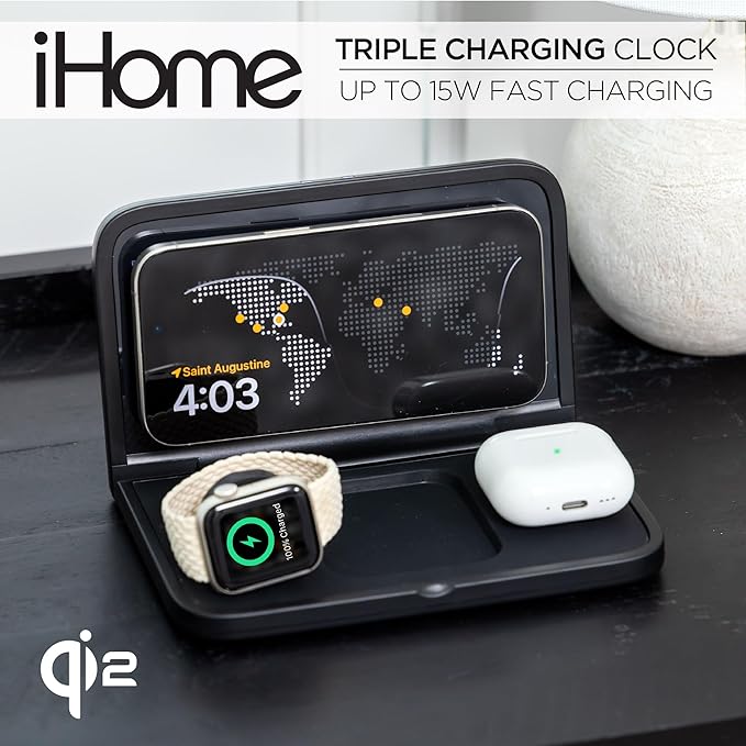 iHome Alarm Clock with Wireless Charging, Digital Alarm Clock - Image 2