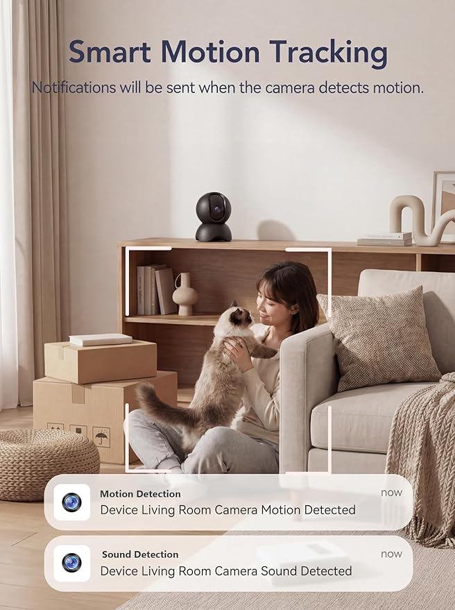 YYSY 2K 2.4GHz & 5GHz Indoor Security Camera, 2 Packs Pet/Dog/Baby Security - Image 4