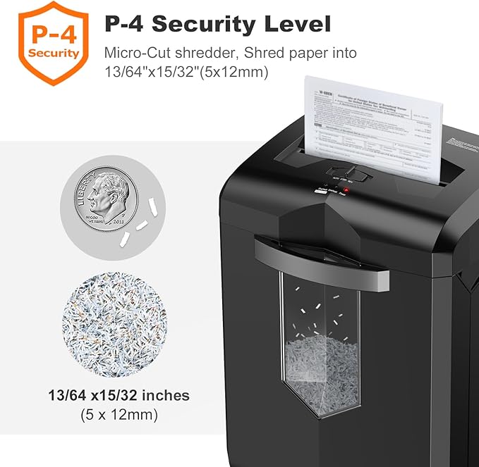 Bonsaii 16-Sheet Microcut Paper Shredder, 60-Minute Home Office Heavy Duty - Image 3