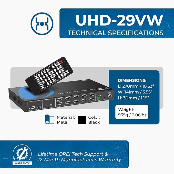 OREI 4K 3x3 Video Wall Controller – HDMI & USB-C Video Wall Processor, 1080p - Image 6