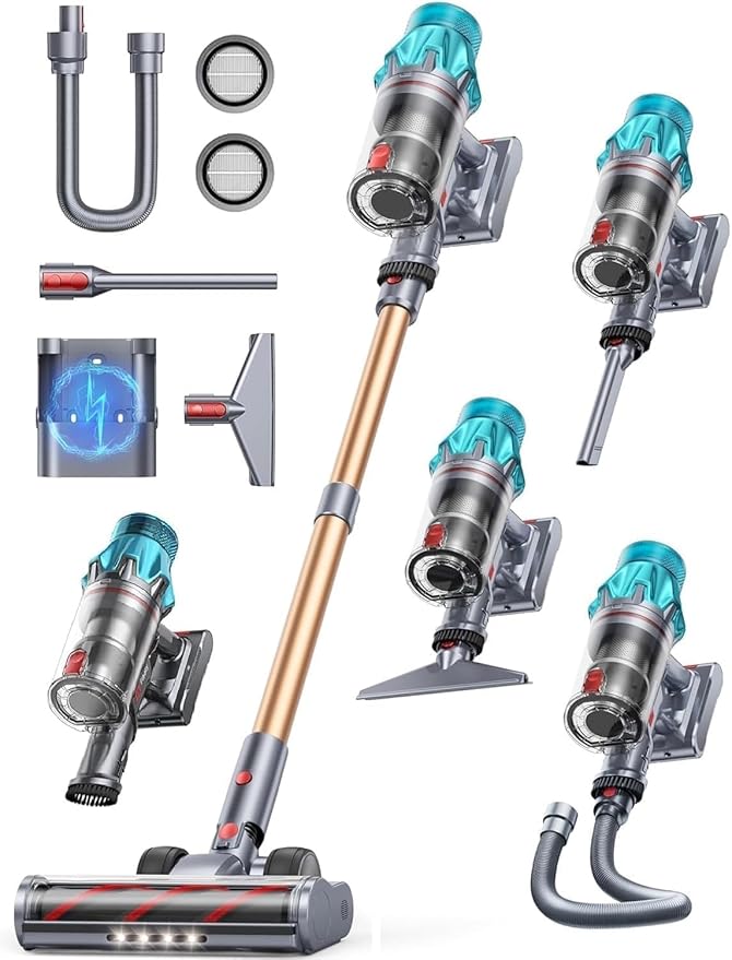 Cordless Vacuum Cleaner 600W/50Kpa, Stick Vacuum Cleaners 65 Mins Max Runtime by Fieety